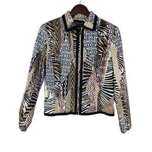 VT Giancarlo Ferrari Women's Mixed Print Collared Full Zip Jacket Women's Size 4